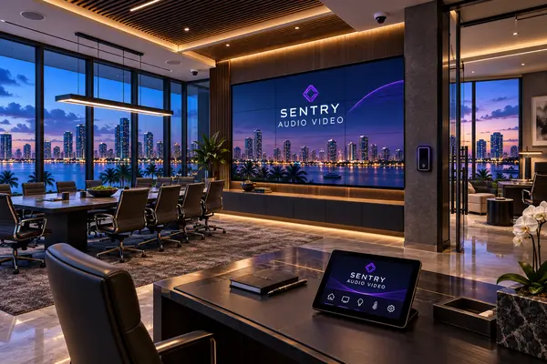 Sentry Audio Video commercial AV, networking and security integration in a South Florida boardroom