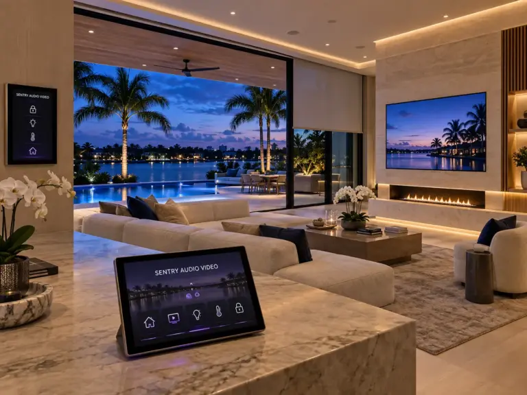 Sentry Audio Video residential smart-home integration in a South Florida waterfront estate