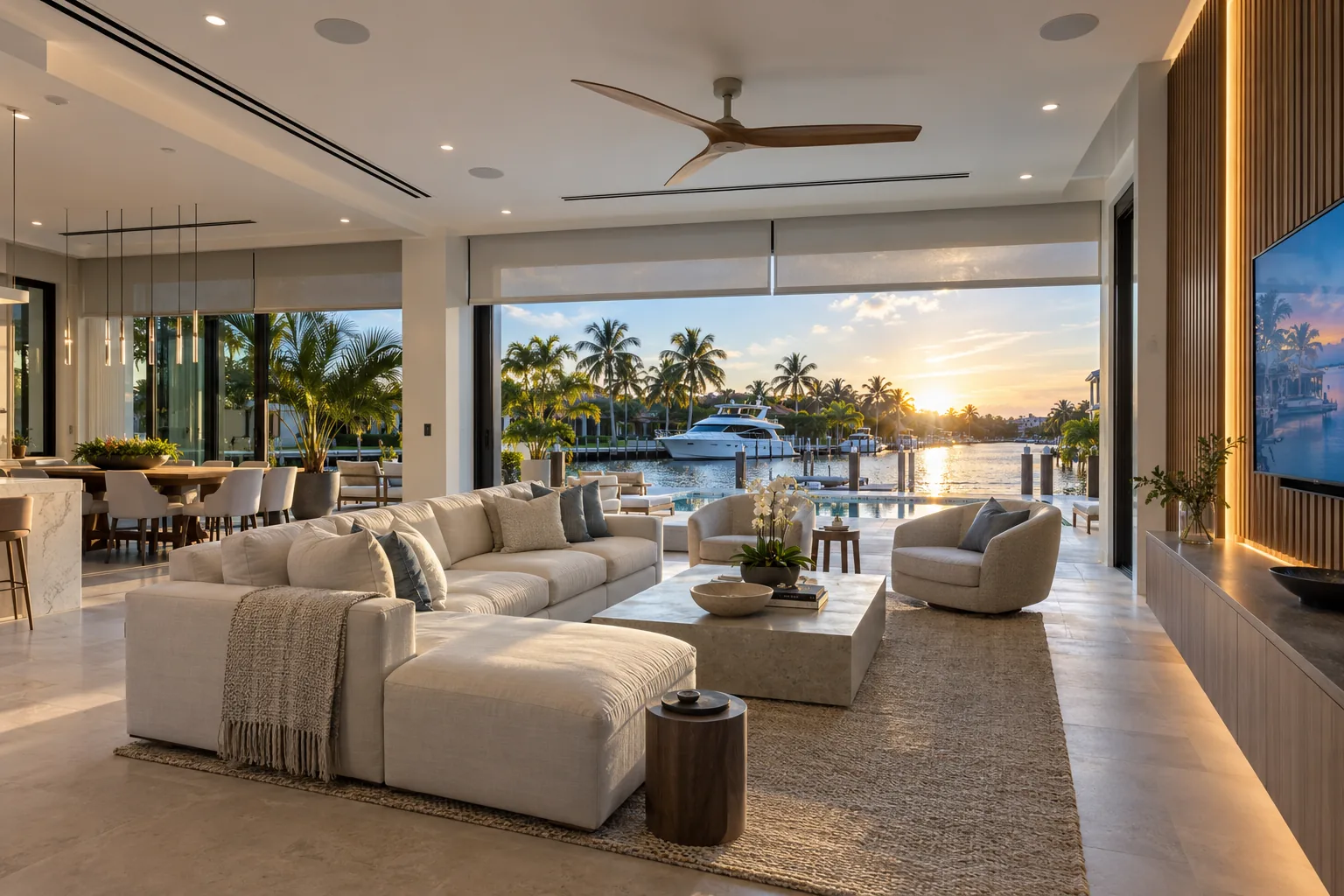 Modern Fort Lauderdale waterfront home with integrated AV, lighting, shades and whole-home technology