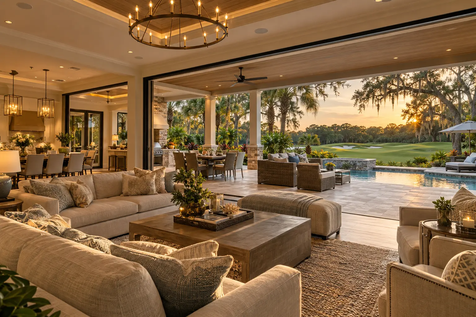 Keenes Pointe golf-course estate with integrated smart-home audio, lighting, networking and security